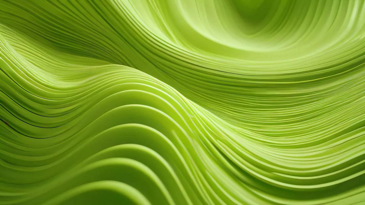 Abstract flowing patterns resembling time waves dominant colors in bright neon green and ochre with subtle off-white accents cinematic lighting from above ultra wide-angle shot high-quality ultra-realistic cinematic 8K UHD high resolution sharp and detail