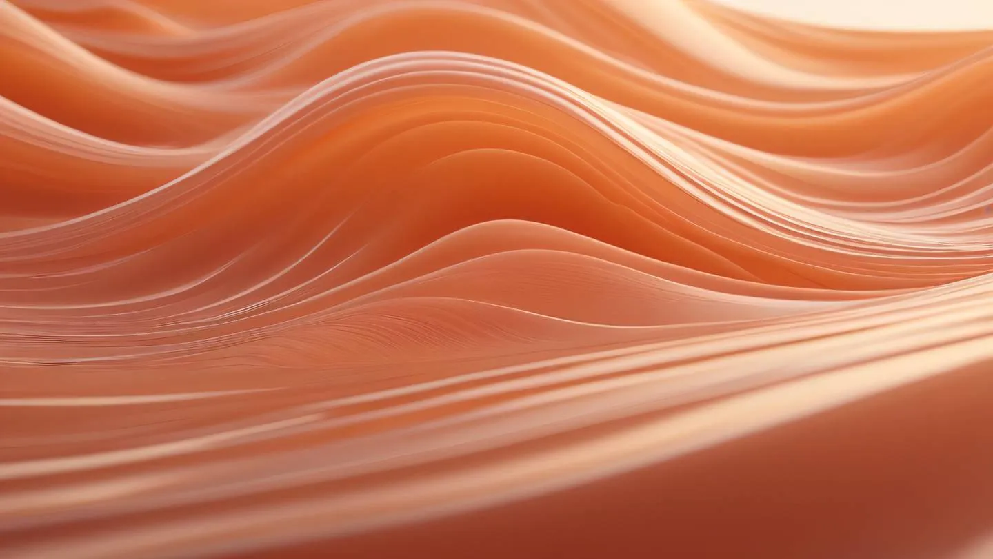 Abstract waves and curves in salmon-orange and peach tones suggesting the flow of time and movement. Shot from a side angle with smooth gradients high-quality ultra-realistic cinematic 8K UHD high resolution sharp and detail