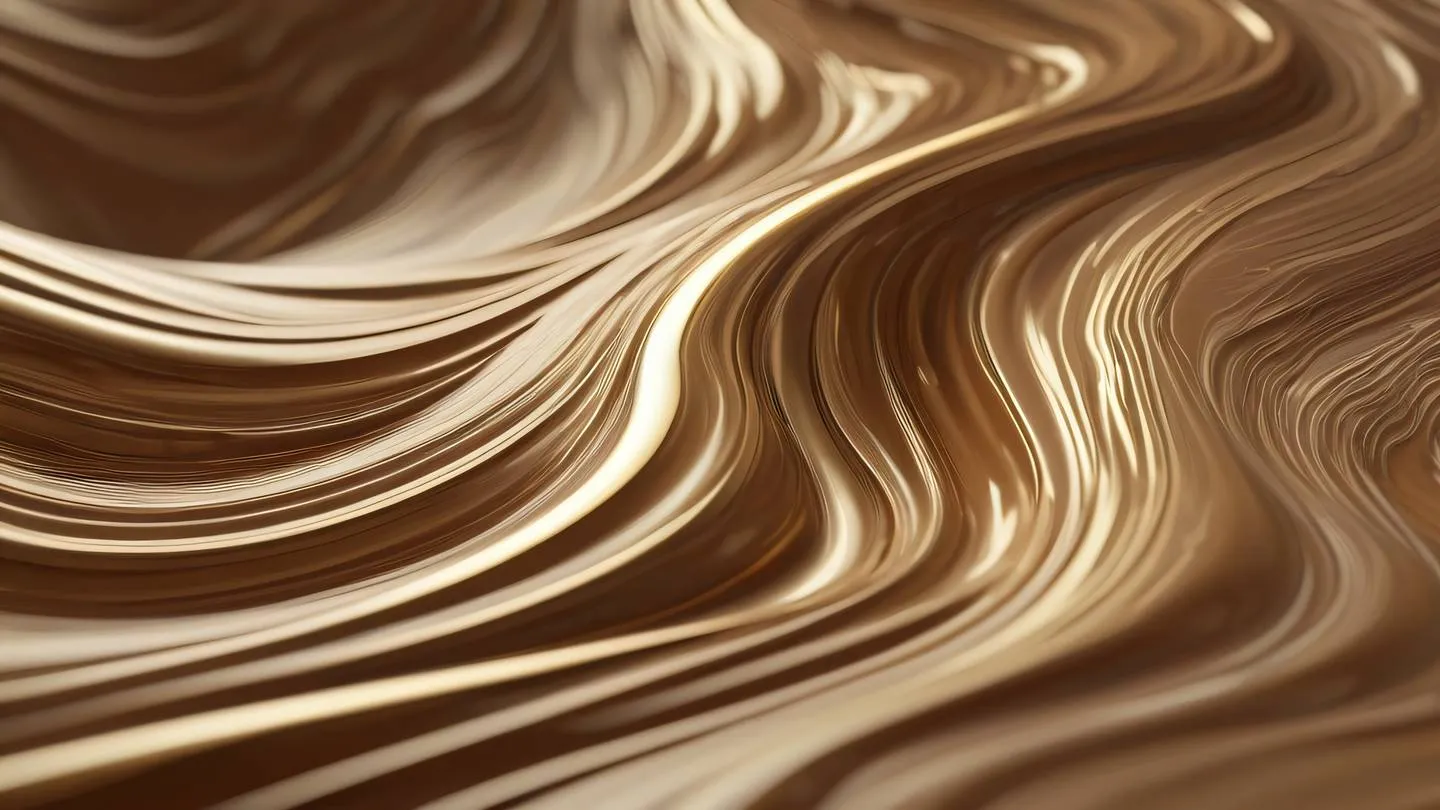 Dynamic fluid art composition showing flowing layers and ripples in motion. Contemporary brown and warm beige tones with golden accents. Captured from a macro close-up perspective. high-quality ultra-realistic cinematic 8K UHD high resolution sharp and detail