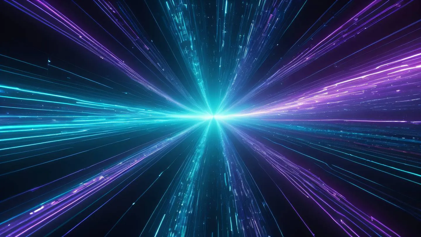 A futuristic abstract digital art showing two intertwined paths made of glowing data streams one in bright cyan and another in vibrant purple representing different database pathways ultra-realistic cinematic 8K UHD high resolution sharp and detail