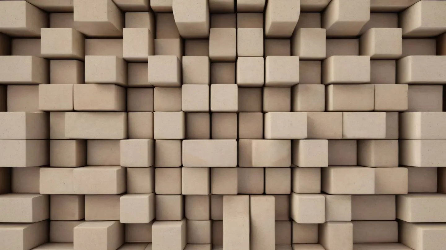 Abstract geometric stone blocks forming a harmonious pattern with warm cream and rich mahogany colors interweaving naturally captured from a top-down perspective showcasing organization and structure high-quality ultra-realistic cinematic 8K UHD high resolution sharp and detail