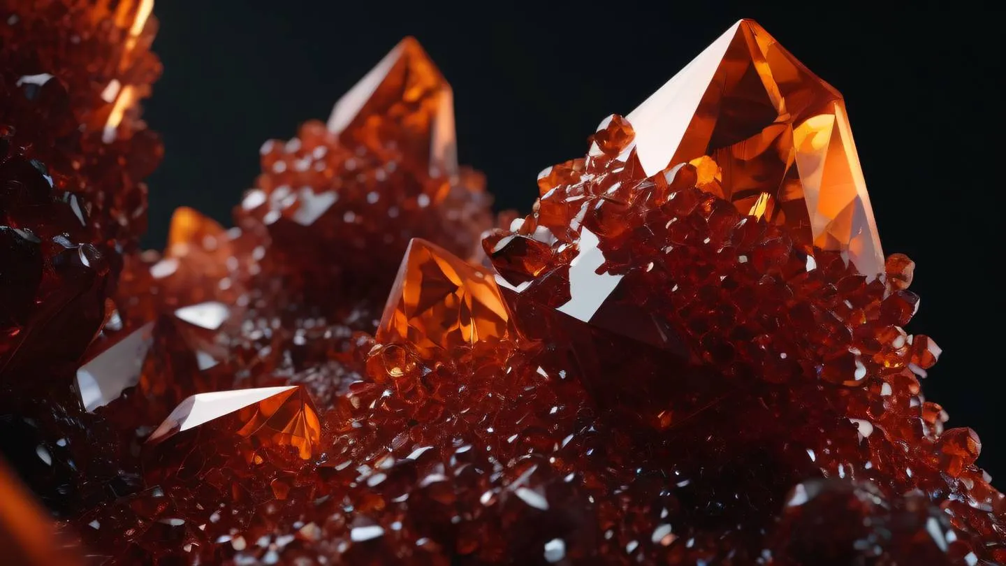 Geometric crystalline structure representing structured data validation bold orange and blood red crystal formations against black background low angle shot high-quality ultra-realistic cinematic 8K UHD high resolution sharp and detail