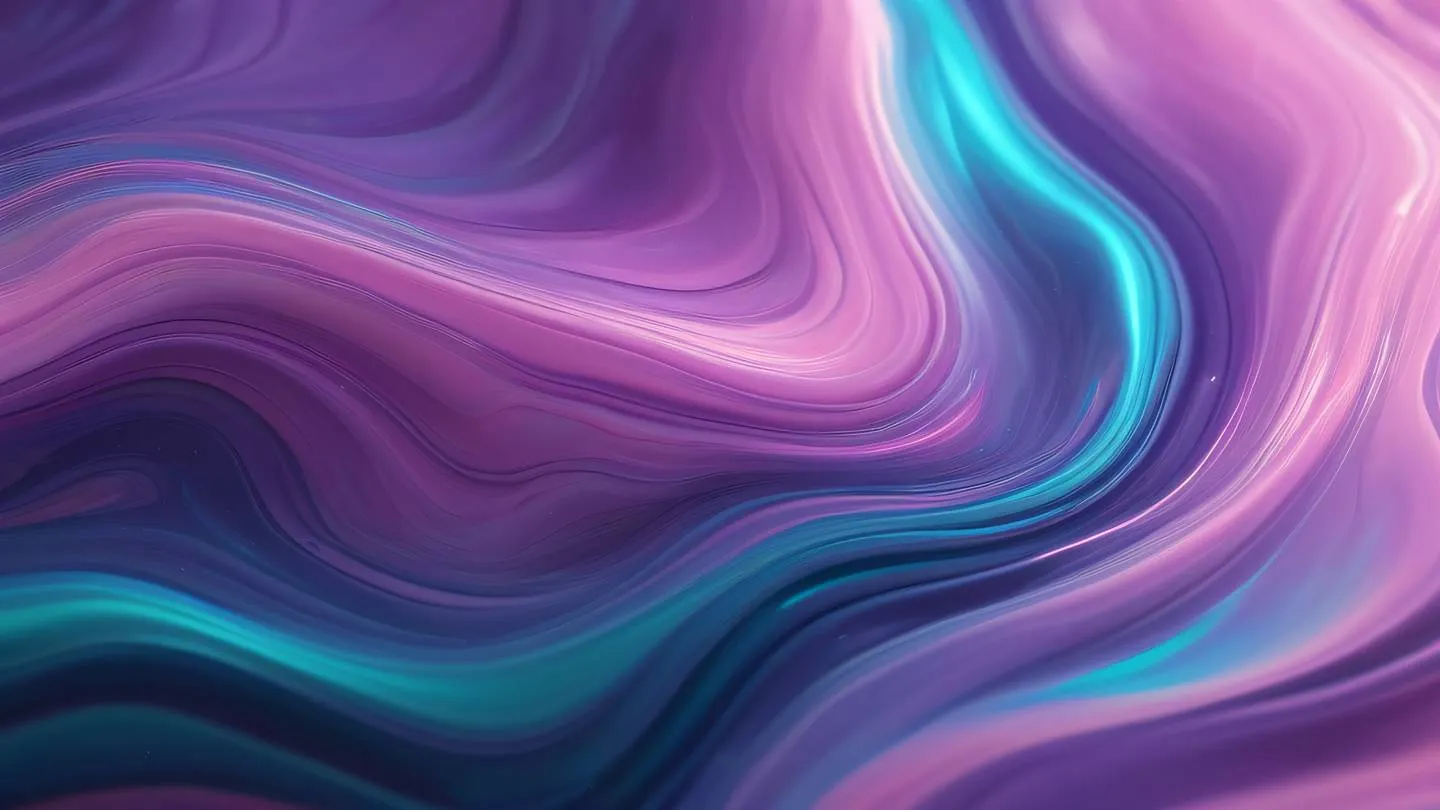 Abstract fluid art with flowing gradients in holographic colors featuring iridescent purples teals and pinks ultra-realistic cinematic 8K UHD high resolution sharp and detail