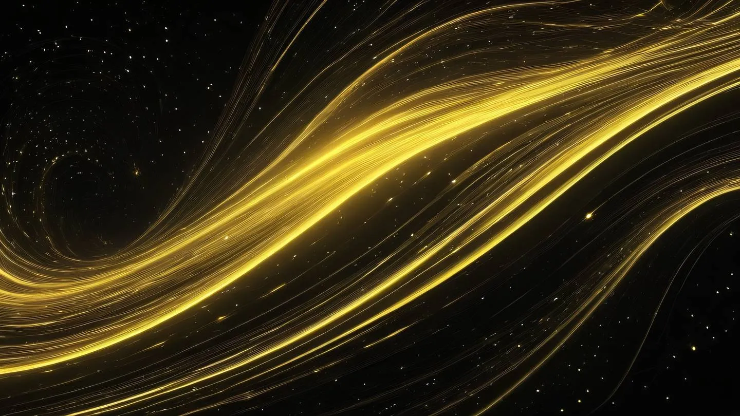 Dynamic swirling patterns with bright yellow and white energy waves against black background nebular effect ultra-realistic cinematic 8K UHD high resolution sharp and detail