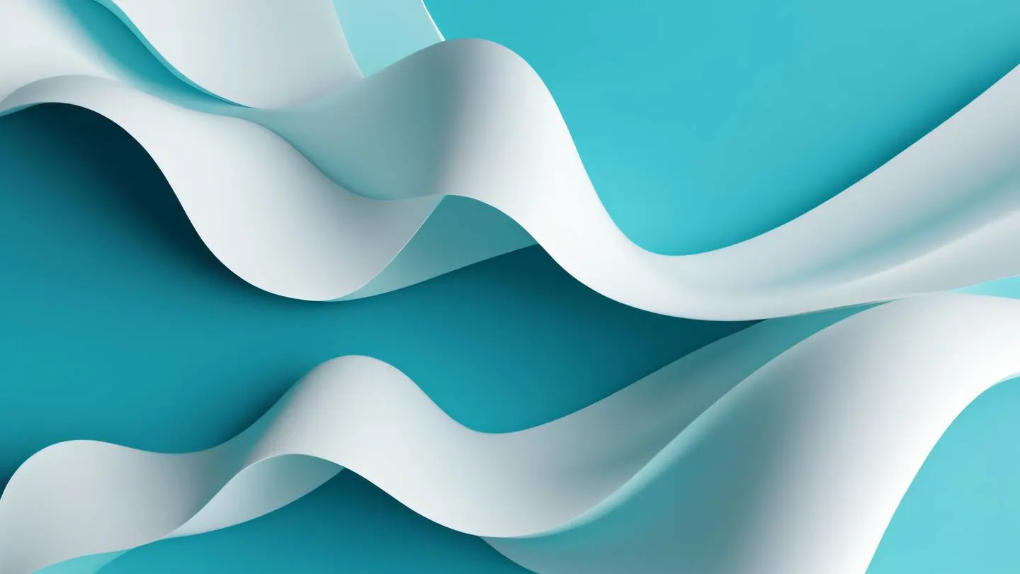 A minimalist abstract composition of flowing waves and geometric shapes representing error handling and data flow using turquoise blue and white colors. Shot from top-down perspective high-quality ultra-realistic cinematic 8K UHD high resolution sharp and detail