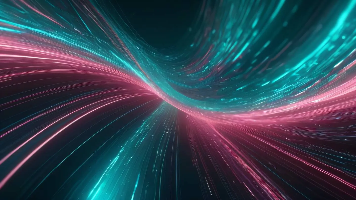 Ethereal digital art of flowing energy streams in vivid teal and rose colors representing data flow and state management with geometric patterns emerging from a central point high-quality ultra-realistic cinematic 8K UHD high resolution sharp and detail