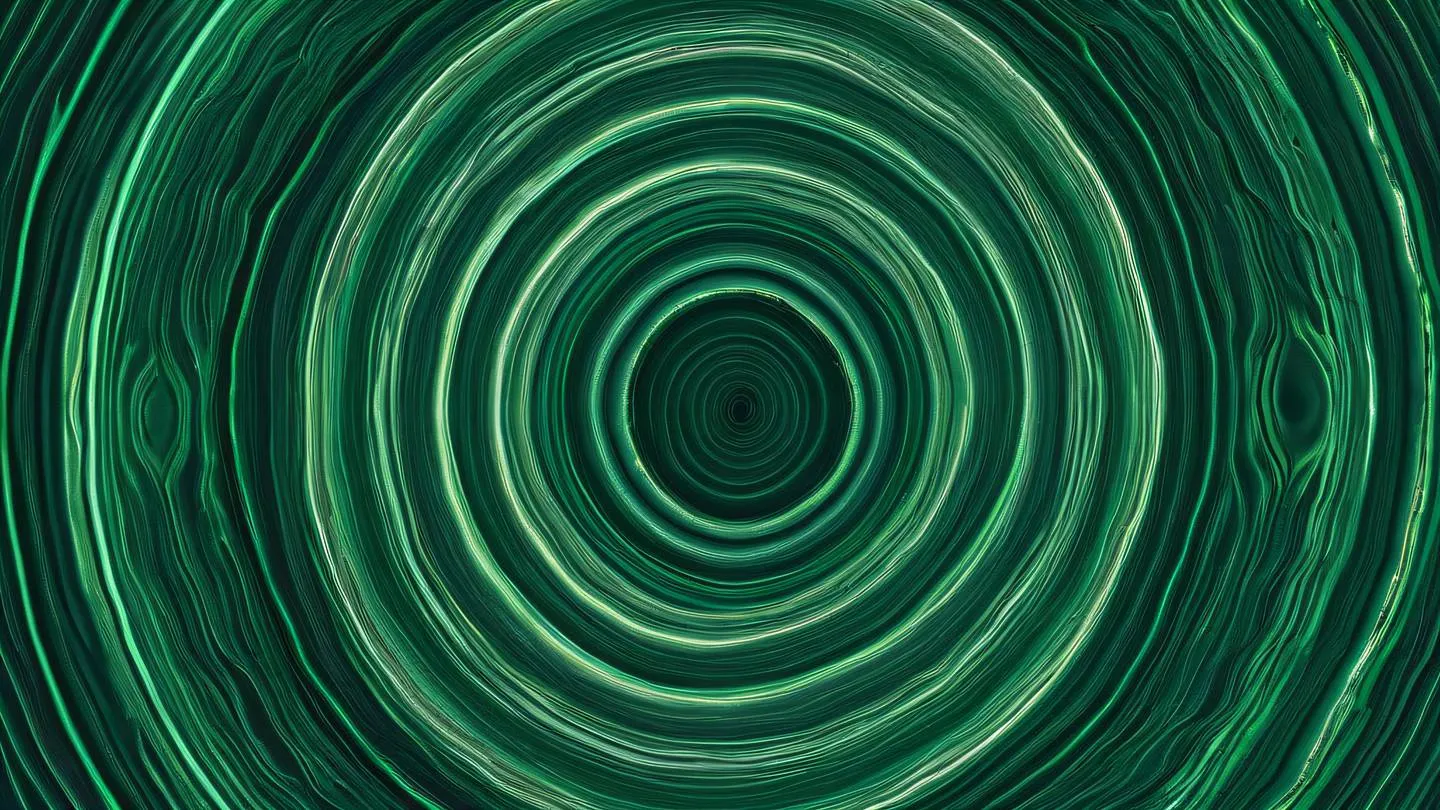 Organic flowing patterns resembling a tree's growth rings and branches representing the lifecycle stages with interweaving lines and shapes in emerald green holographic purple and cream colors high-quality ultra-realistic cinematic 8K UHD high resolution sharp and detail