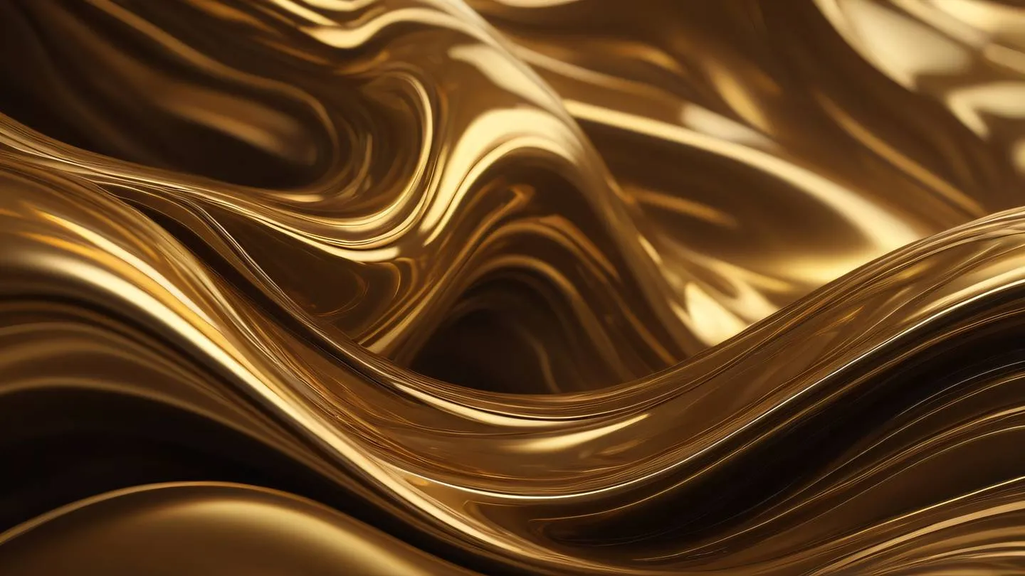 Flowing abstract shapes with liquid gold and bronze tones resembling smooth motion paths and transitions ultra-realistic cinematic lighting 8K UHD high resolution sharp detail low angle dramatic shot with floating elements