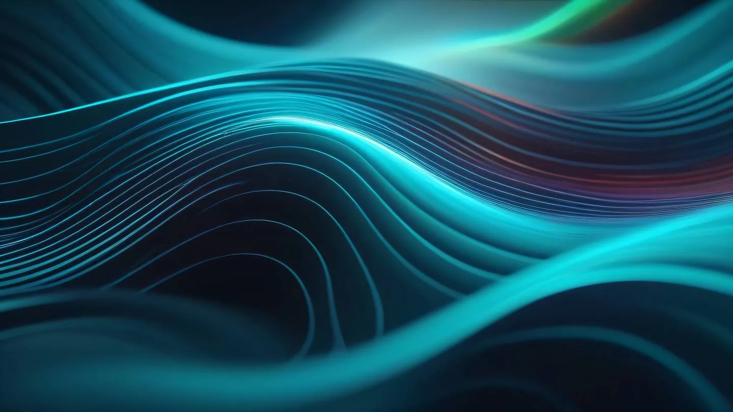 Abstract flowing lines and geometric shapes representing motion and animation featuring holographic color spectrum with emphasis on silver and cyan tones shot from top-down perspective high-quality ultra-realistic cinematic 8K UHD high resolution sharp and detail