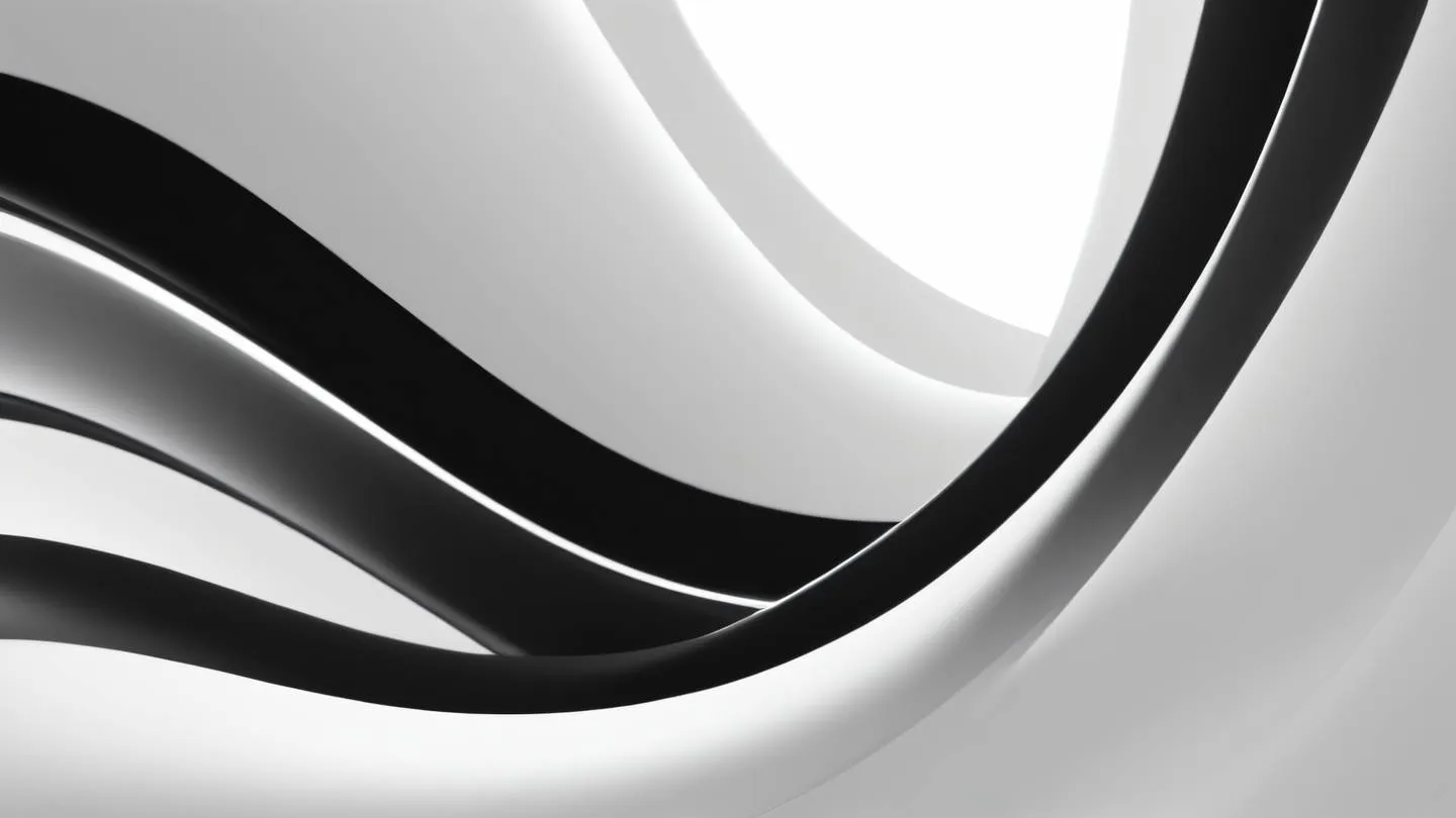 Minimalist black and white composition with flowing curved lines suggesting smooth motion and transition shot from straight-on perspective high-quality ultra-realistic cinematic 8K UHD high resolution sharp and detail