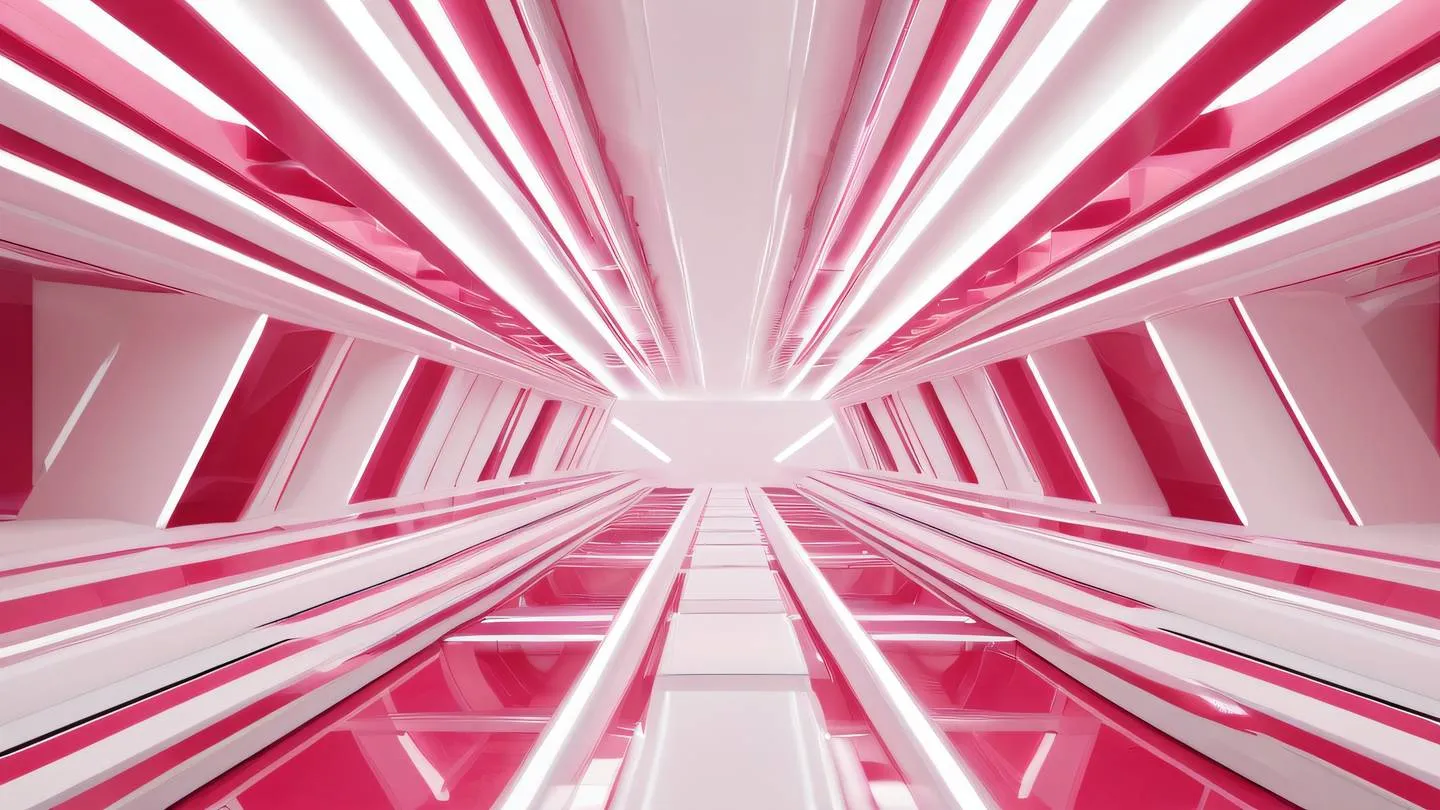 Modern architectural lines creating abstract patterns bright rose and white colors intersecting in geometric shapes ultra-realistic cinematic 8K UHD high resolution wide angle shot sharp and detailed