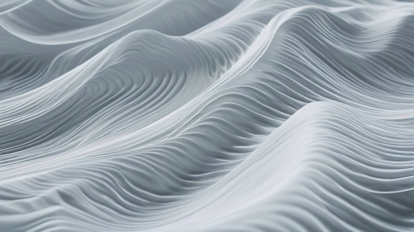 Flowing abstract waves of zinc and white creating a sense of motion and transformation suggesting digital fluidity and modern design high-quality ultra-realistic cinematic 8K UHD high resolution sharp and detail