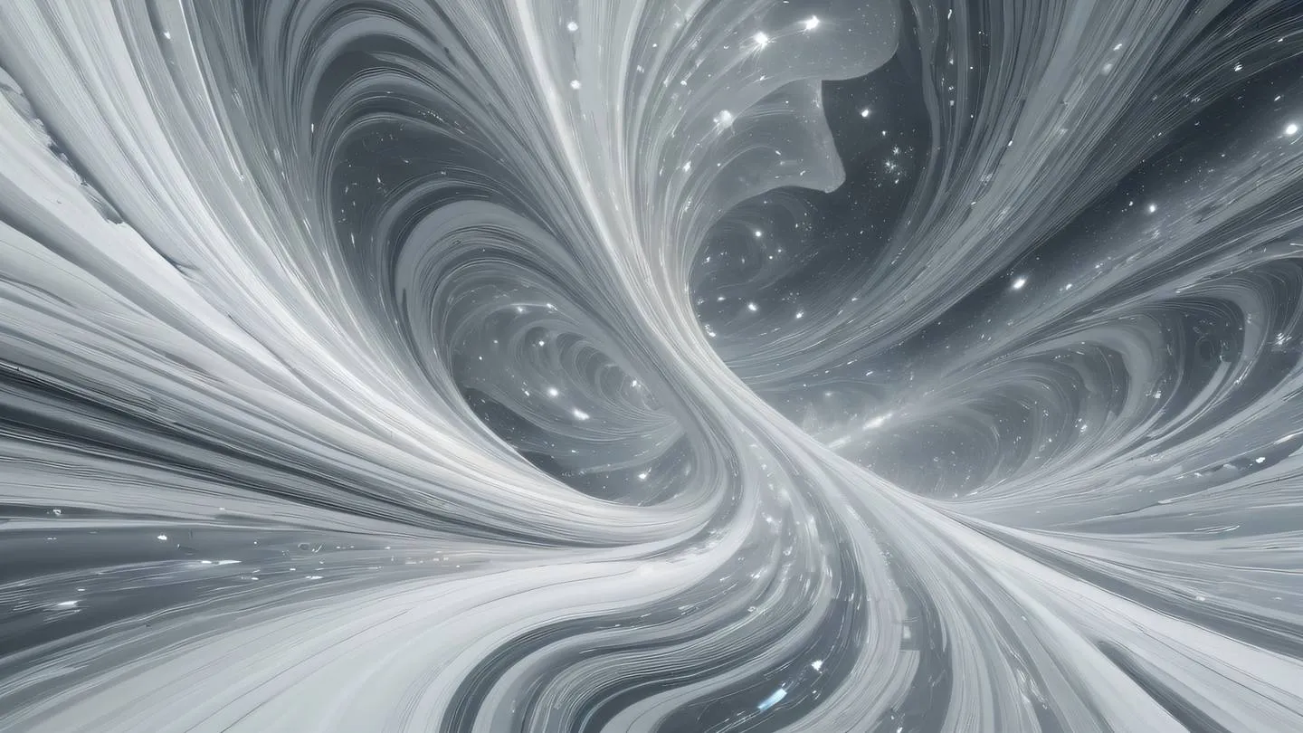 A cosmic abstract landscape with swirling patterns of off-white and gray featuring crystalline structures that catch and reflect light symbolizing the dynamic nature of user interfaces high-quality ultra-realistic cinematic 8K UHD high resolution sharp and detail