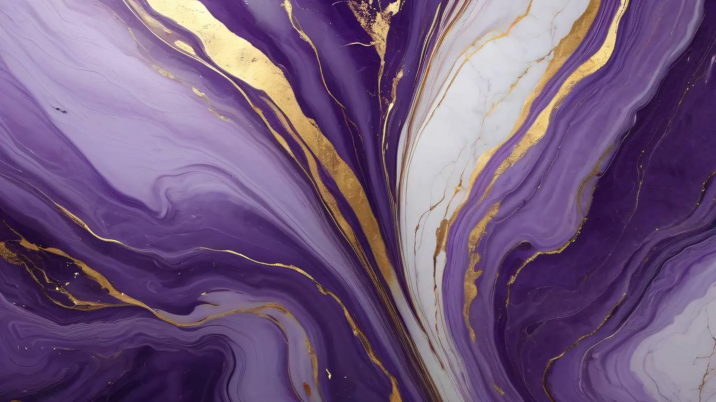 Luxury abstract marble texture with swirling gold and violet patterns smooth glossy surface with purple veins premium finish high-quality ultra-realistic cinematic 8K UHD high resolution sharp and detail