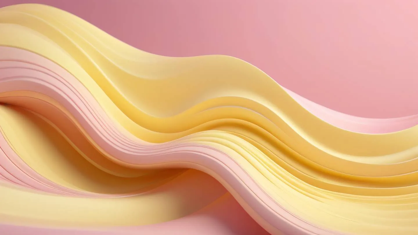 Abstract flowing curves and waves in pastel yellow and soft pink tones resembling digital data streams with subtle geometric patterns high-quality ultra-realistic cinematic 8K UHD high resolution sharp and detailed