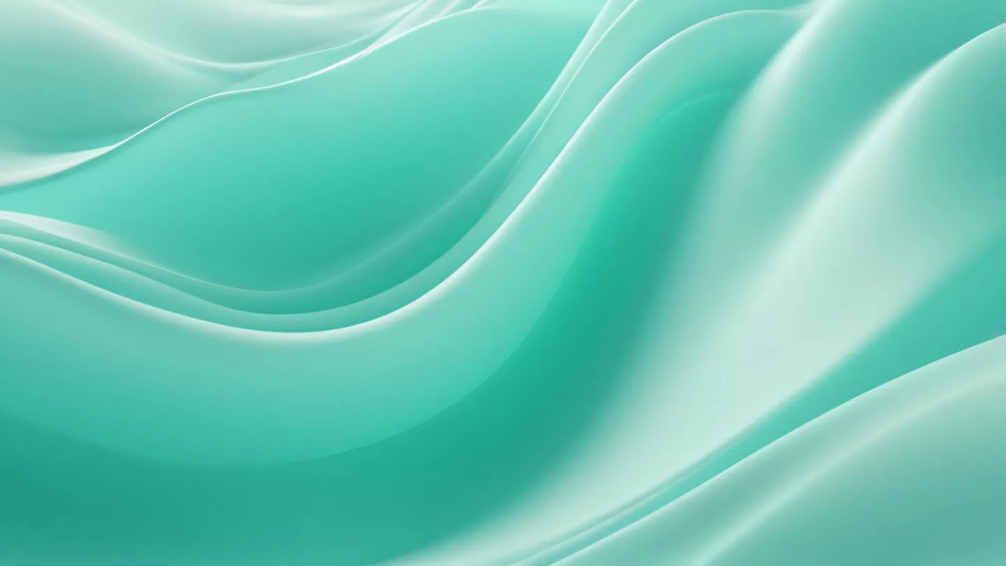 Abstract flowing shapes representing data flow and state management gentle curves and waves in gradient of bright cyan to seafoam green to white soft ethereal glow captured from straight above angle high-quality ultra-realistic cinematic 8K UHD high resolution sharp and detail