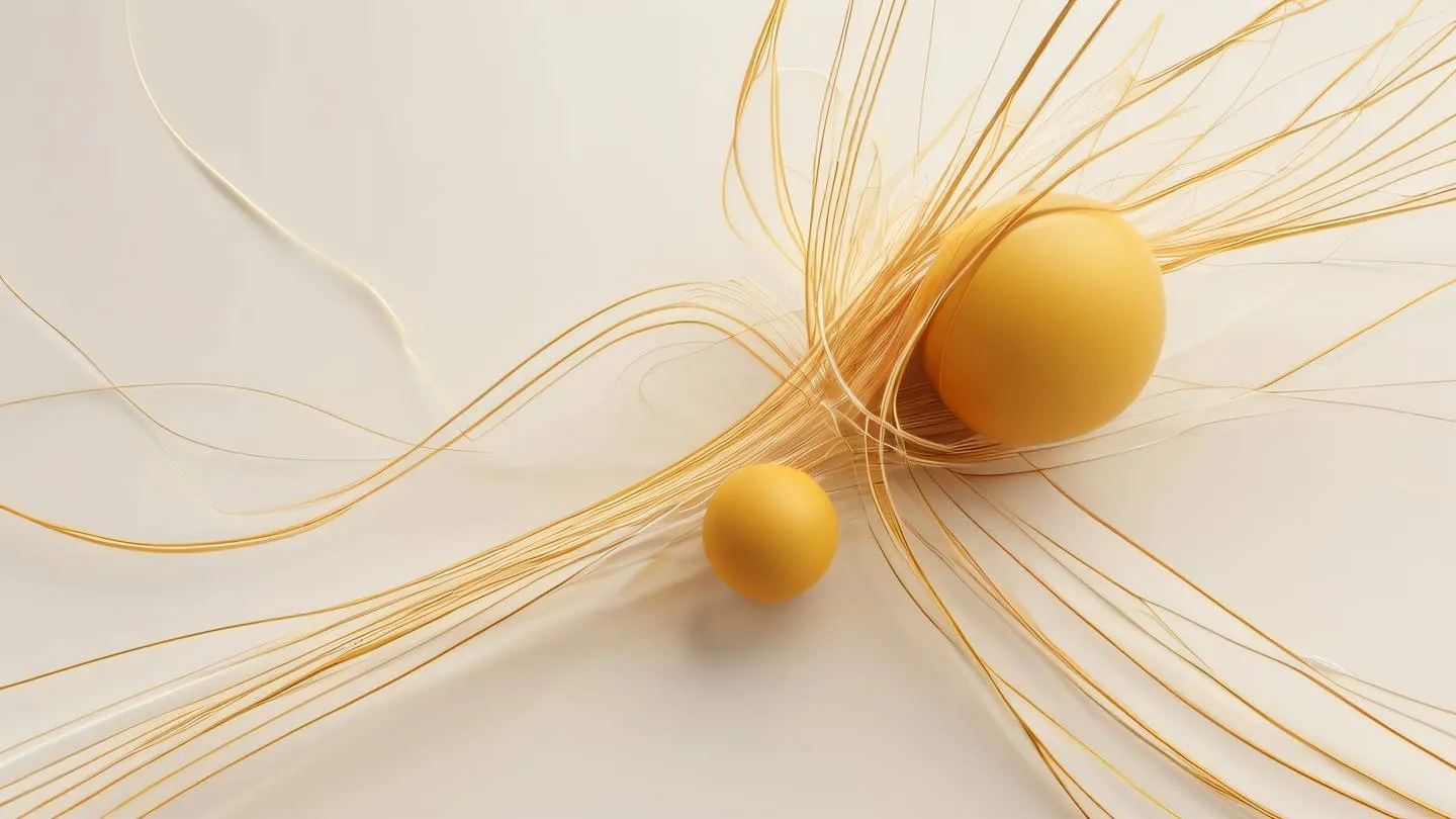 An elegant abstract composition showing interconnected geometric shapes and flowing lines representing data flow and state management rendered in warm butterscotch yellow and bright ochre tones against a clean off-white background captured from a top-down perspective high-quality ultra-realistic cinematic 8K UHD high resolution sharp and detail