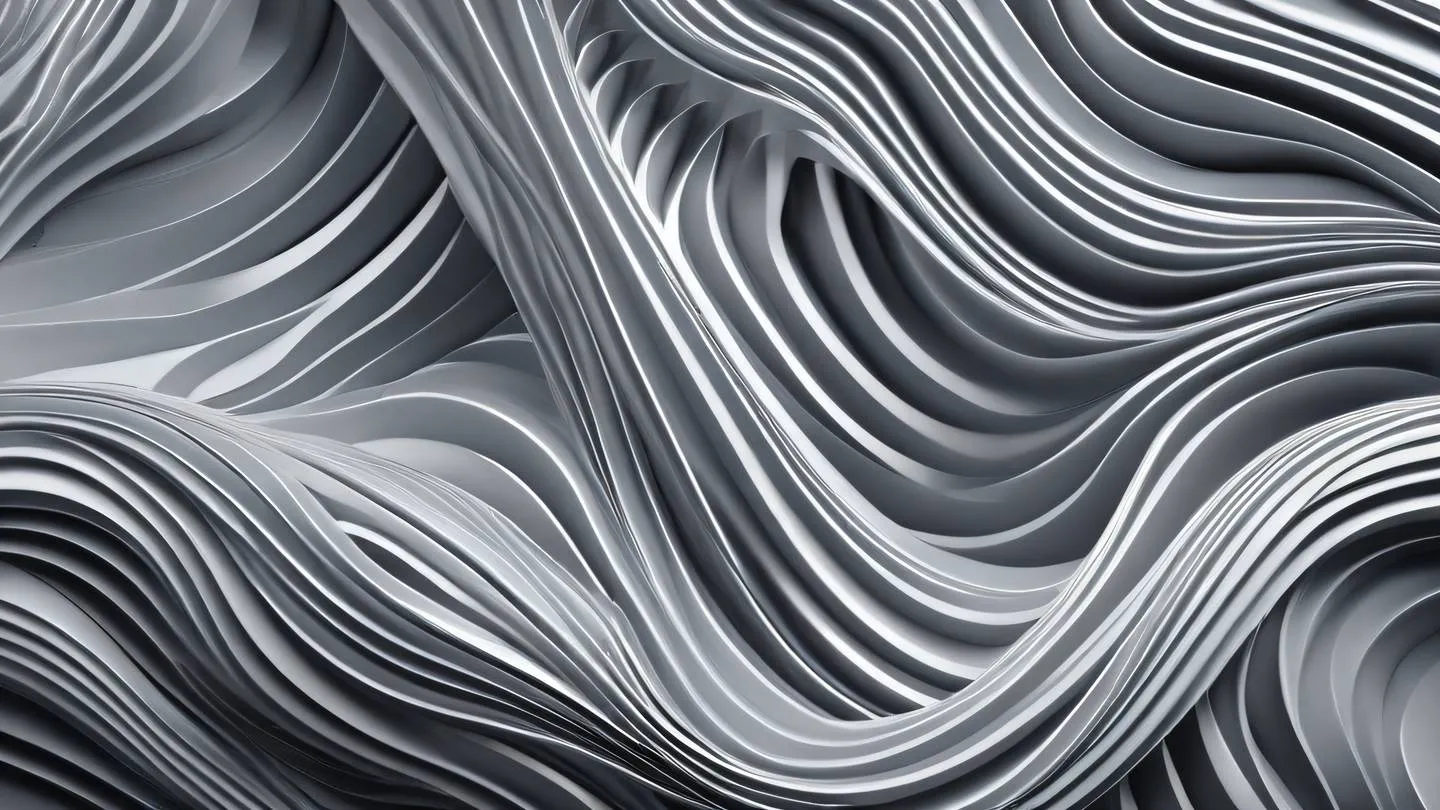 An abstract geometric pattern representing interconnected paths and routes featuring metallic silver and whisper white gradients flowing in dynamic waves and curves shot from a top-down perspective high-quality ultra-realistic cinematic 8K UHD high resolution sharp and detail