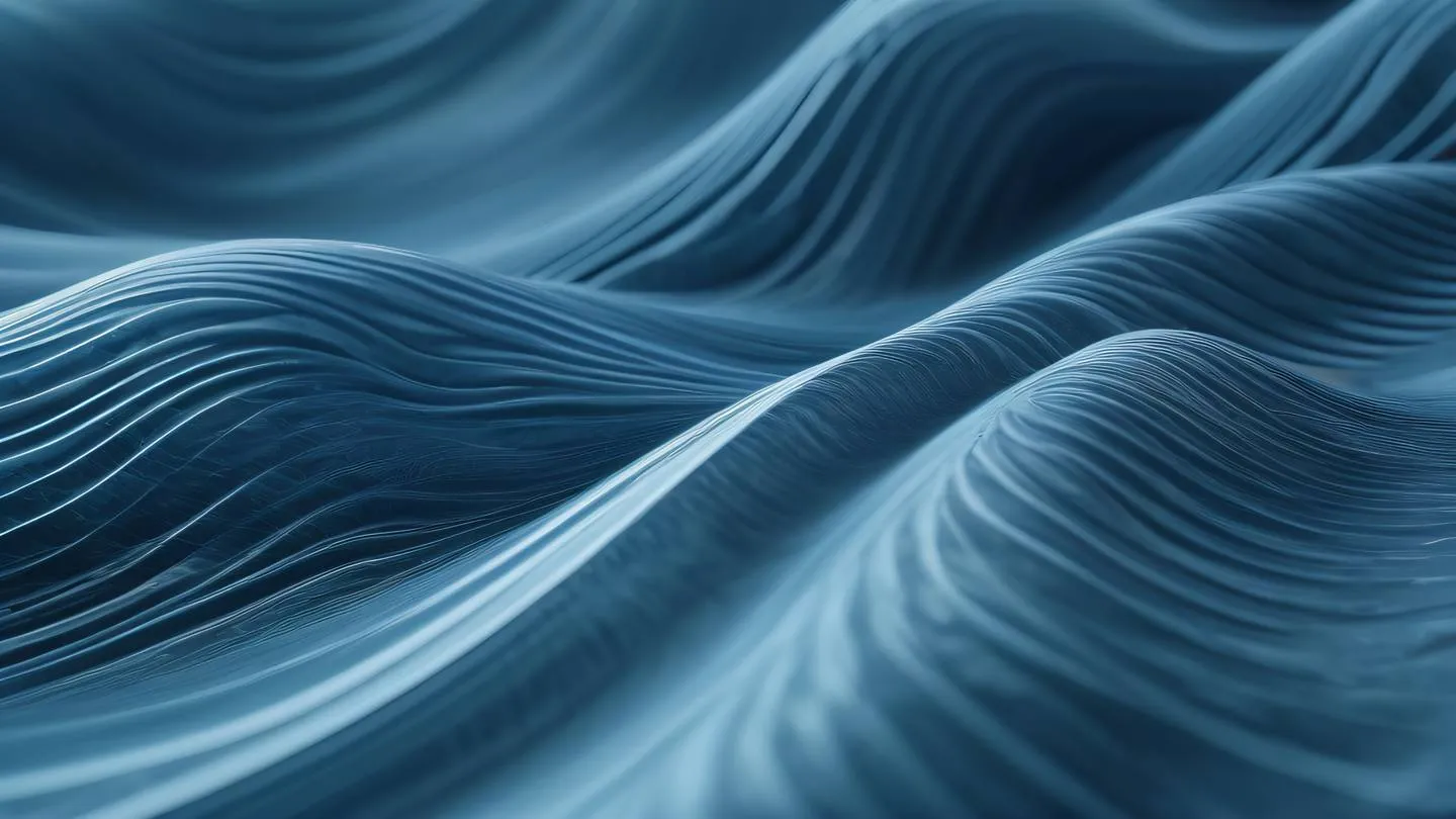 Abstract flowing patterns resembling digital waves with zinc and stone blue gradients creating a sense of depth and movement. Captured from a diagonal perspective high-quality ultra-realistic cinematic 8K UHD high resolution sharp and detail