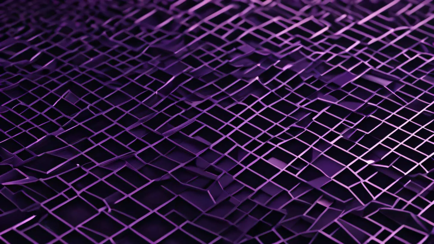 Abstract geometric patterns with interlocking shapes in amethyst and black colors viewed from a straight-on perspective high-quality ultra-realistic cinematic 8K UHD high resolution sharp and detail