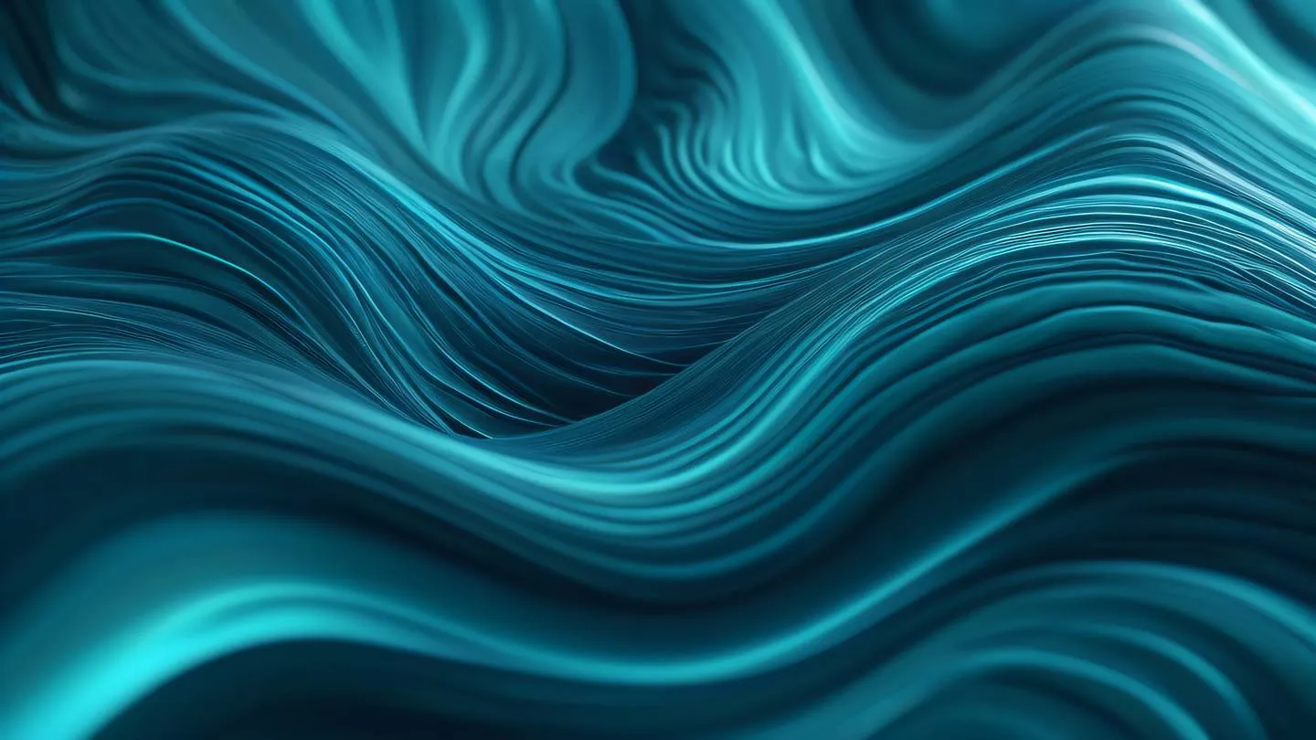 Abstract flowing liquid patterns resembling code structure featuring layers of iridescent blues and teals swirling together like digital waves macro shot from above sharp and detailed high-quality ultra-realistic cinematic 8K UHD high resolution