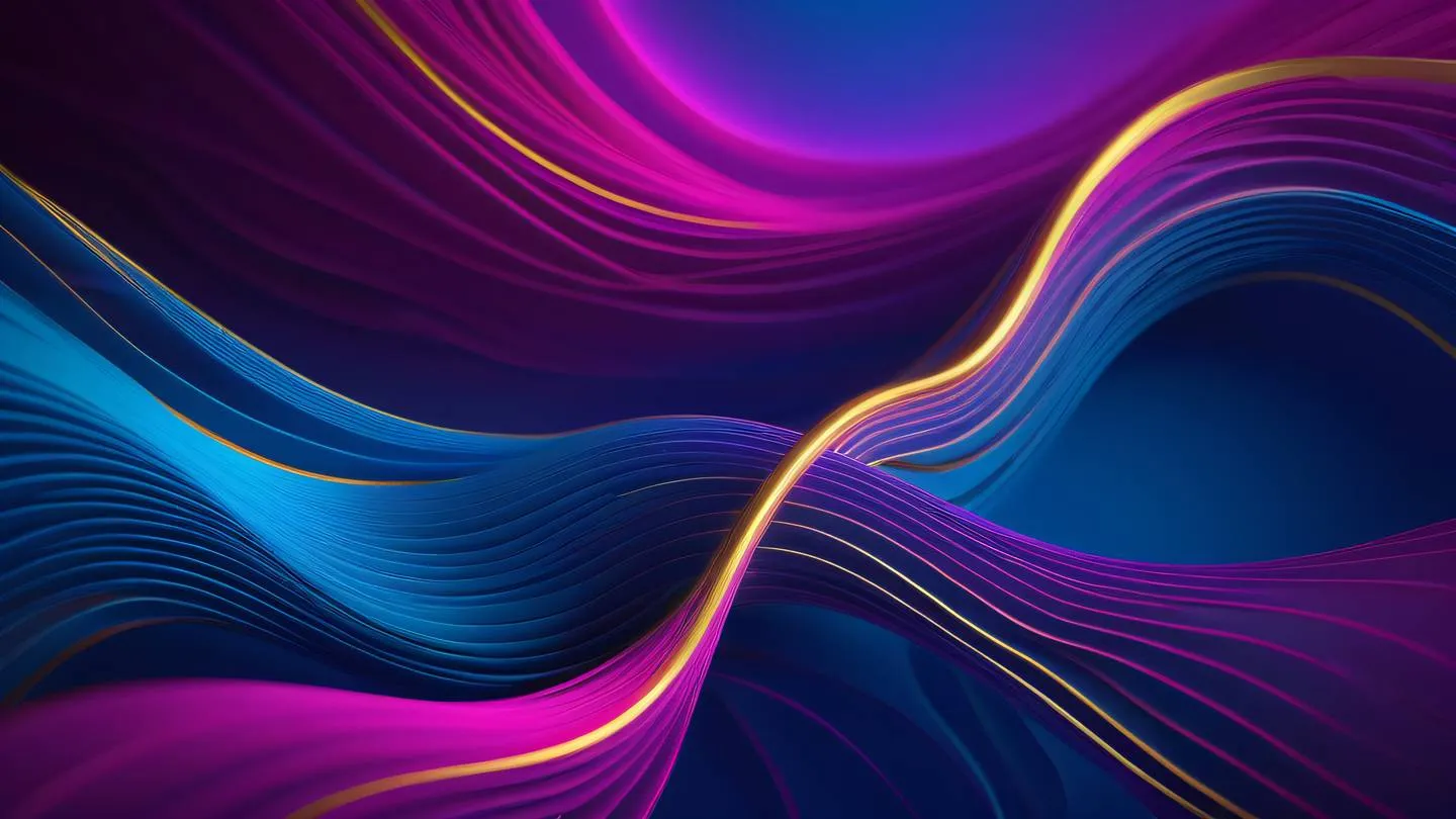 Abstract flowing lines forming branching paths against gradient background vivid electric blue and magenta colors with gold accents representing decision making and paths high-quality ultra-realistic cinematic 8K UHD high resolution sharp and detail