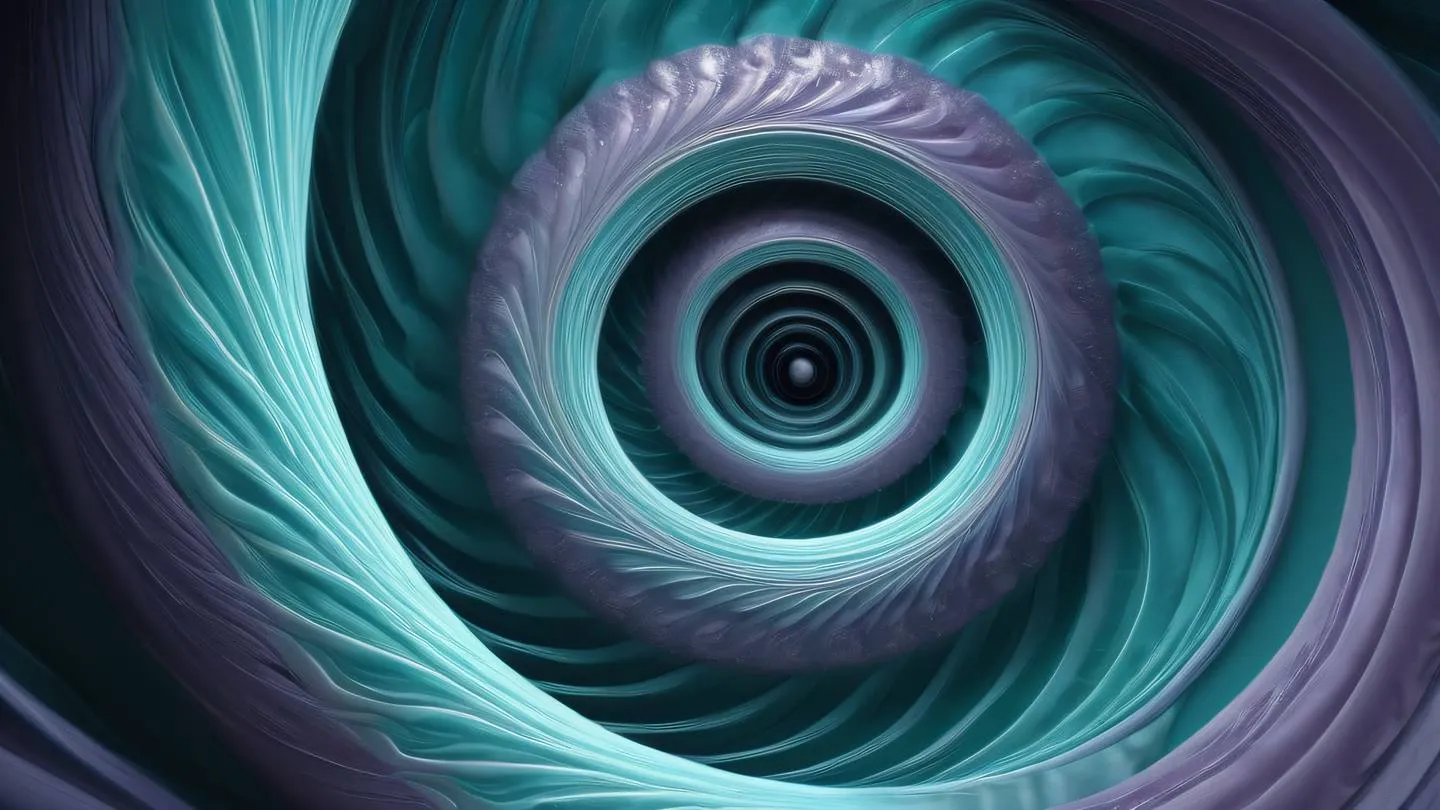 Abstract spiral patterns with flowing energy streams dusty lavender and turquoise colors with silver highlights representing harmony and organization high-quality ultra-realistic cinematic 8K UHD high resolution sharp and detail