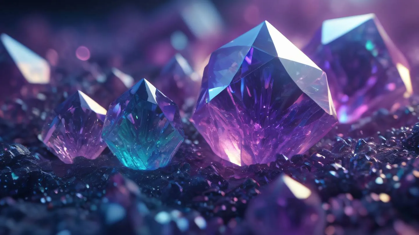 Bright iridescent crystal formations growing in geometric patterns symbolizing optimization and growth ultra-realistic cinematic 8K UHD high resolution sharp and detail