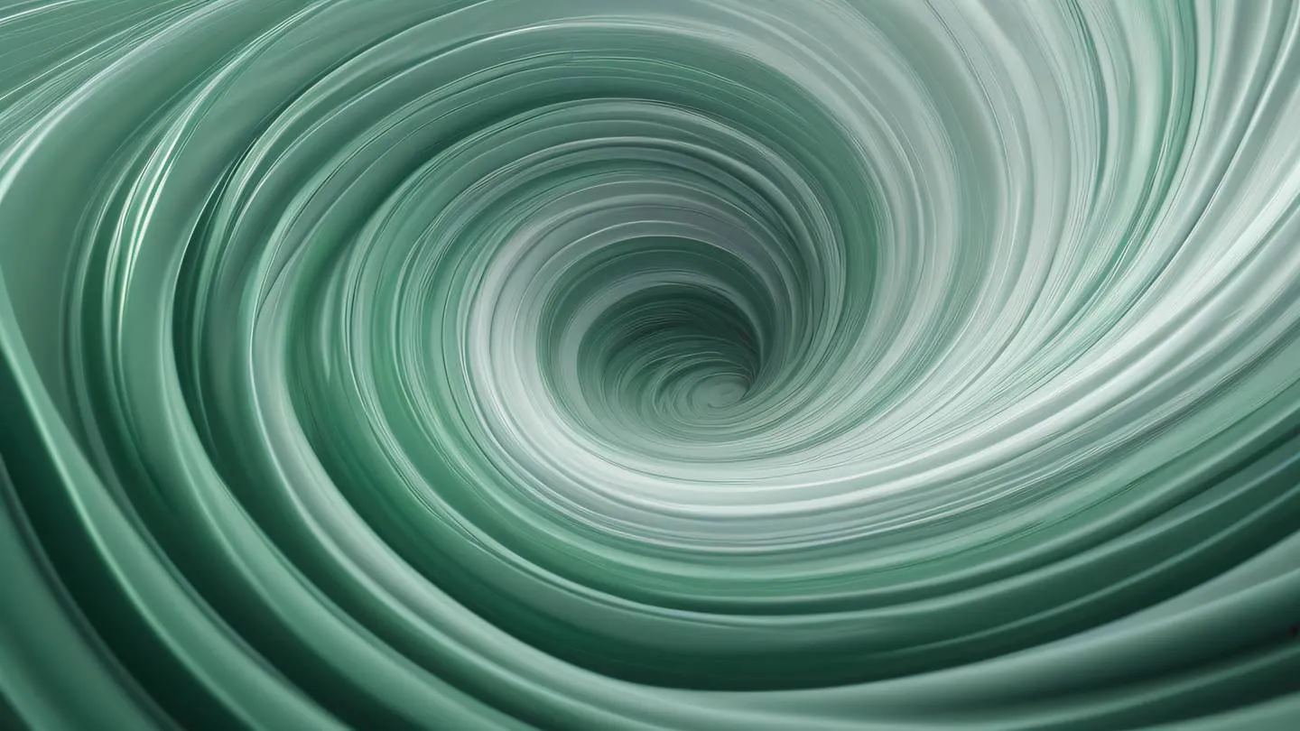 Ethereal pale silver and green waves forming a dynamic vortex pattern representing efficiency and performance high-quality ultra-realistic cinematic 8K UHD high resolution sharp and detail