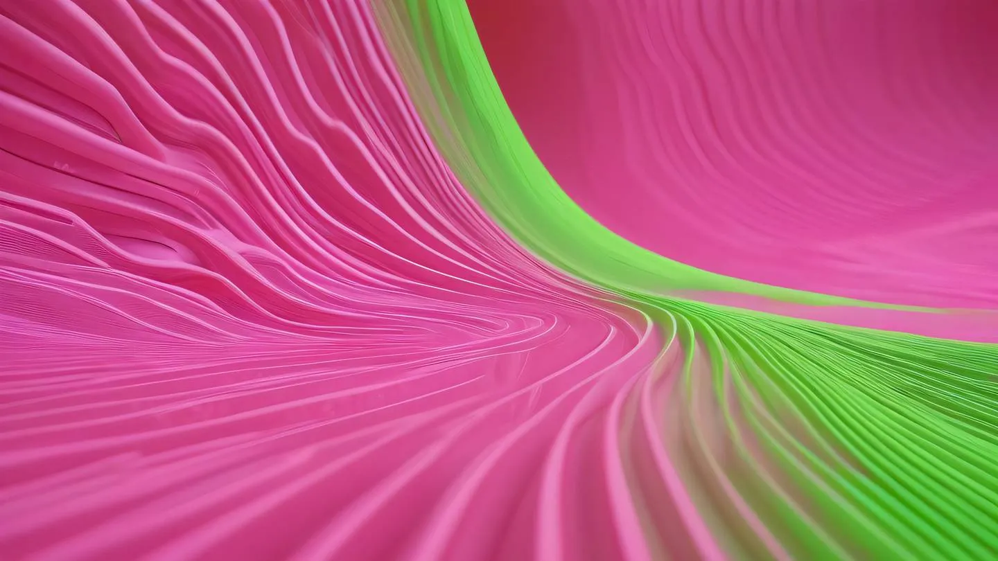 Abstract geometric patterns flowing like data streams featuring bubble gum pink and neon green colors creating a dynamic composition suggesting digital transformation and optimization high-quality ultra-realistic cinematic 8K UHD high resolution sharp and detail