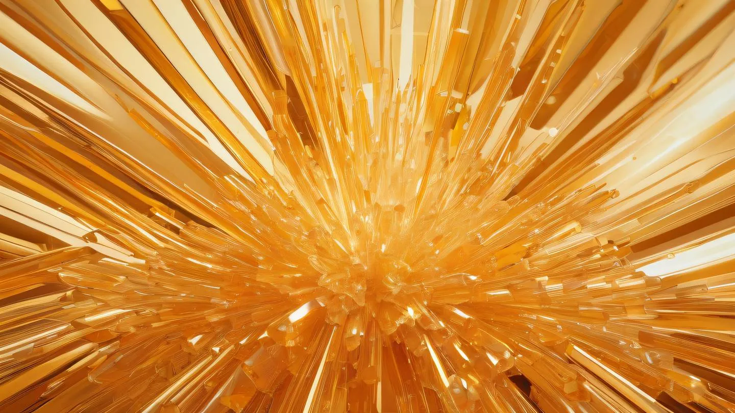 An abstract representation of interconnected crystalline structures in bright amber and cream colors with soft directional lighting creating dynamic shadows viewed from a bird's eye perspective high-quality ultra-realistic cinematic 8K UHD high resolution sharp and detail