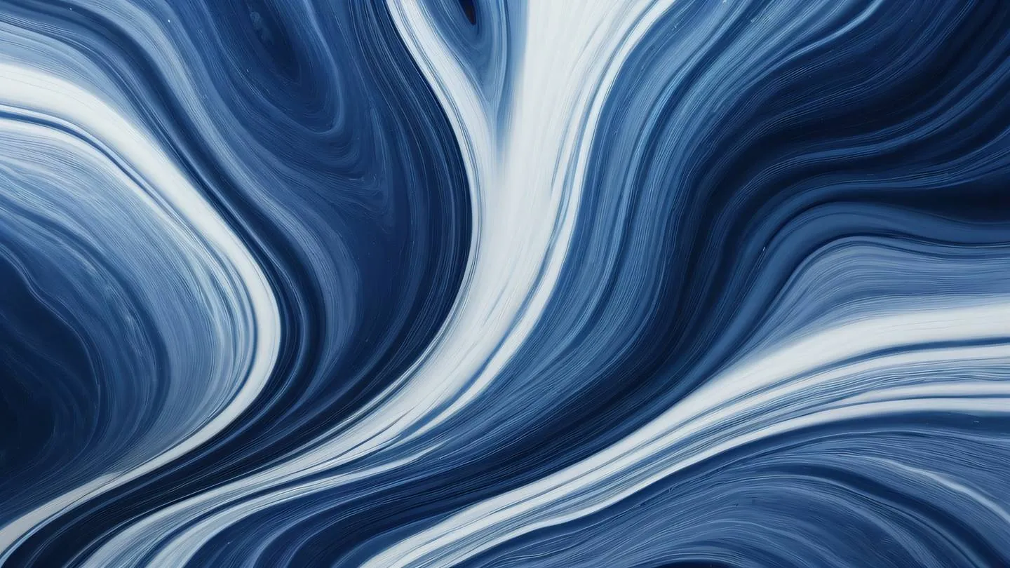 An abstract composition of flowing water in various shades of indigo and off-white creating dynamic patterns and movements captured from a top-down aerial perspective high-quality ultra-realistic cinematic 8K UHD high resolution sharp and detail