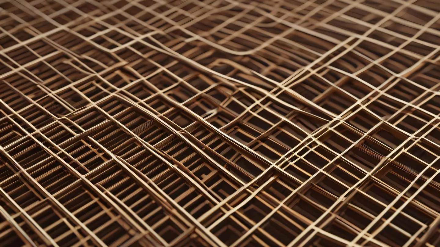 Flowing abstract patterns representing a structured grid system contemporary brown and cream colors with hints of orange camera angle: dynamic diagonal view high-quality ultra-realistic cinematic 8K UHD high resolution sharp and detail