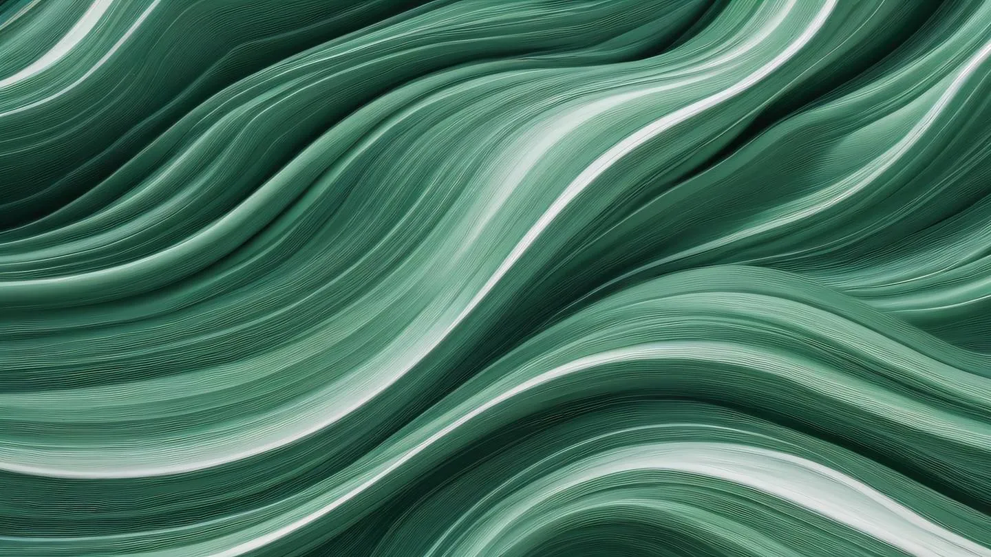 Abstract flowing waves of sage and pine green intertwined with whisper white creating a dynamic pattern resembling cascading styles captured from above with aerial perspective high-quality ultra-realistic cinematic 8K UHD high resolution sharp and detail