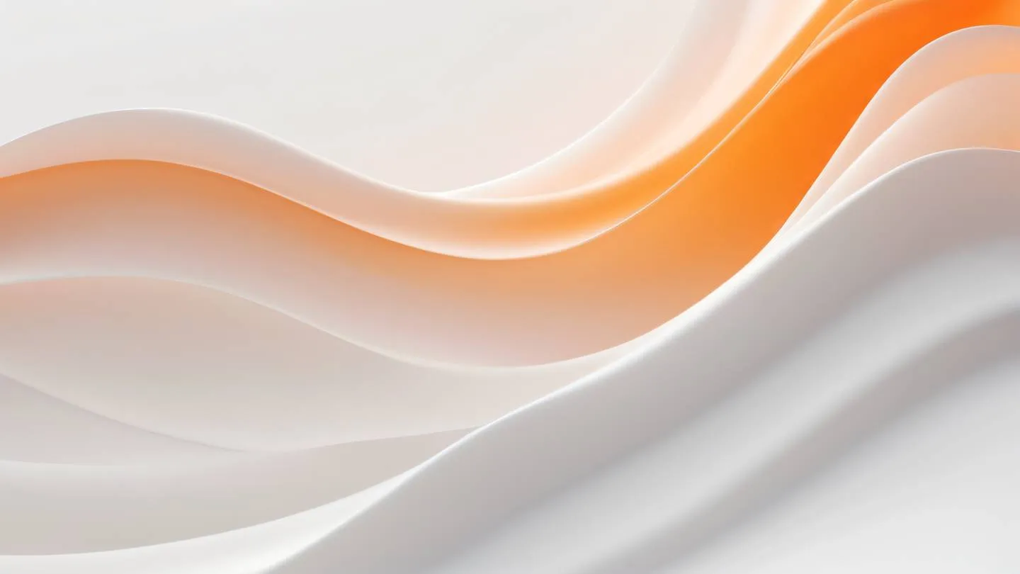 Organic arrangement of white and orange gradient waves forming a flowing pattern against a light background shot from a straight-on perspective high-quality ultra-realistic cinematic 8K UHD high resolution sharp and detail