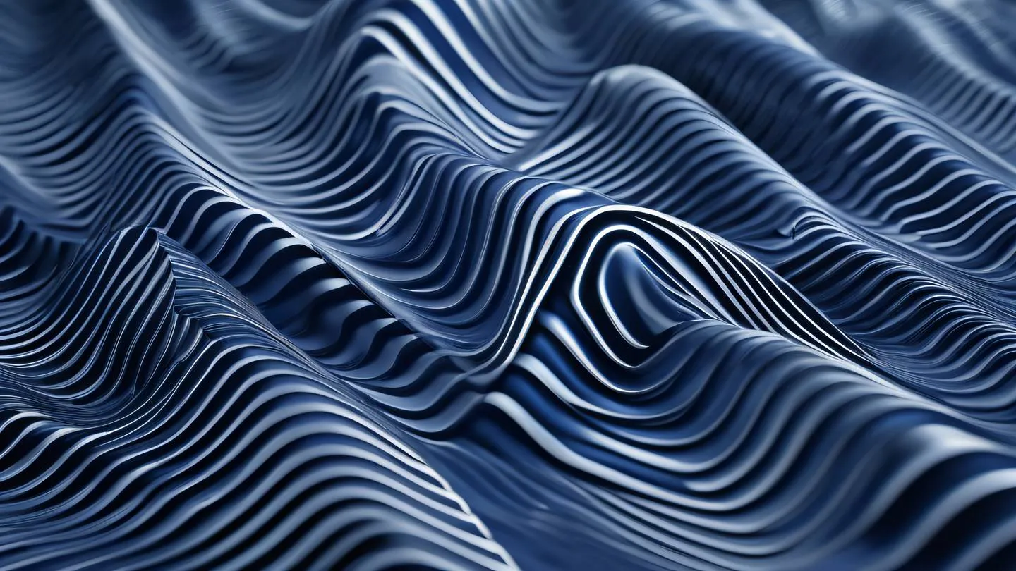 Geometric patterns representing structure and hierarchy featuring silver and indigo gradient waves flowing from left to right shot from a 45-degree angle Unsplash photo style high-quality ultra-realistic cinematic 8K UHD high resolution sharp and detail