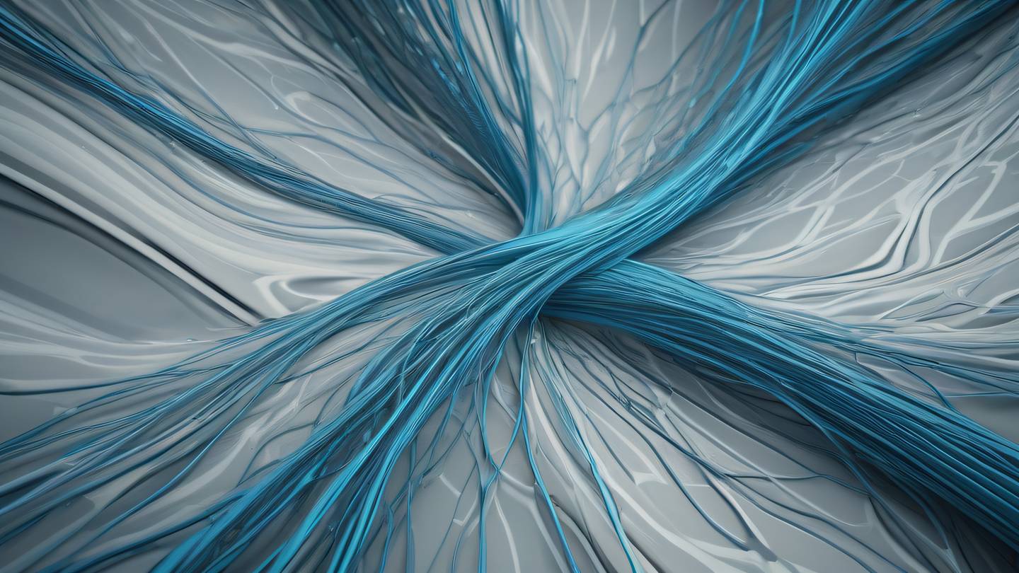 A modern abstract representation of flowing data streams and interconnected nodes featuring bright neutral tones and stone blues captured from a top-down perspective with soft diagonal lighting high-quality ultra-realistic cinematic 8K UHD high resolution sharp and detail