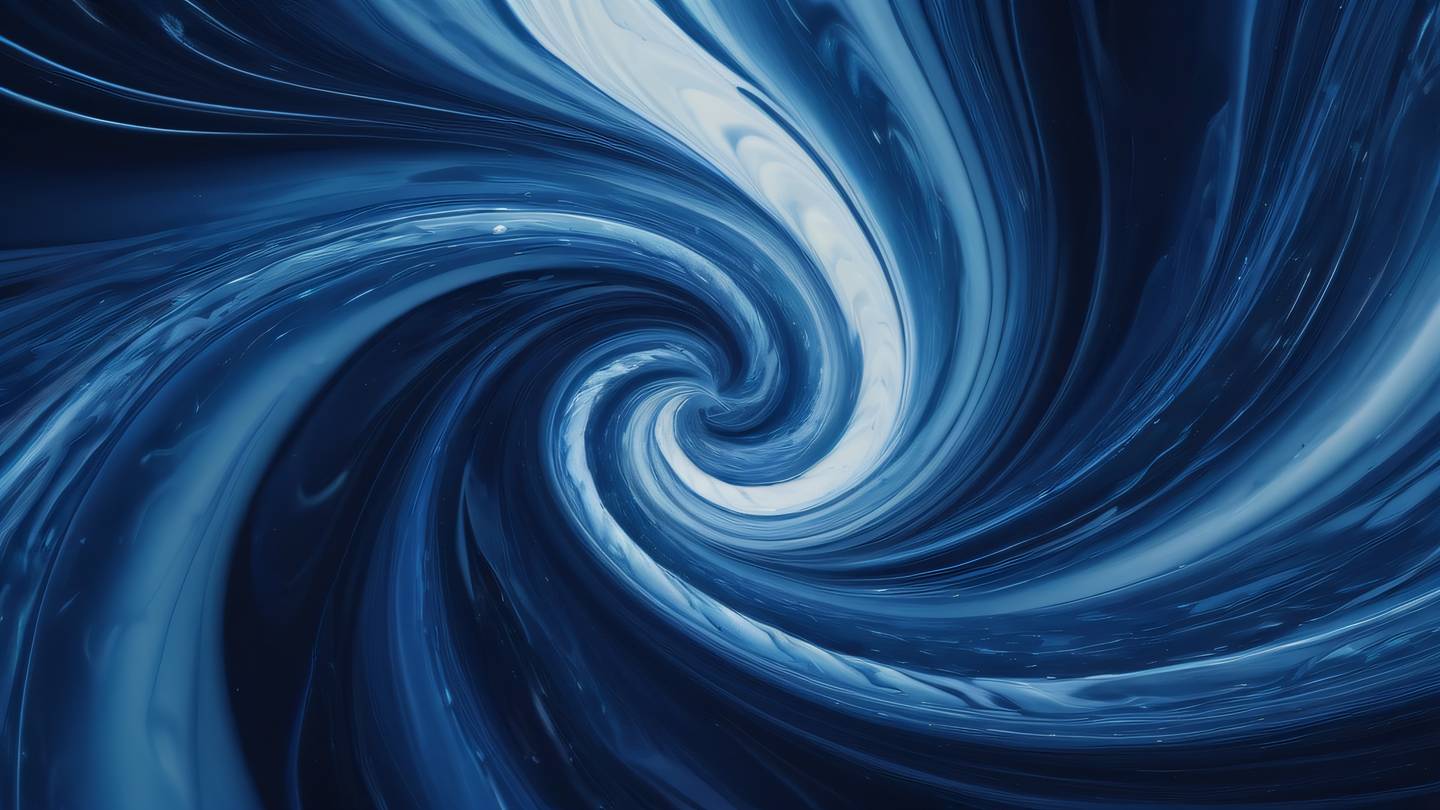 Abstract fluid art representing flowing data types and patterns featuring iridescent blue and white swirls against a deep indigo background shot from above with macro lens high-quality ultra-realistic cinematic 8K UHD high resolution sharp and detail