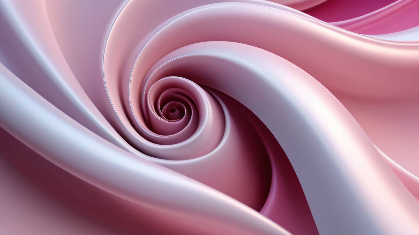 Flowing gradient curves with rose and silver colors intertwining in abstract patterns suggesting harmony and structure captured from a dynamic side angle high-quality ultra-realistic cinematic 8K UHD high resolution sharp and detail