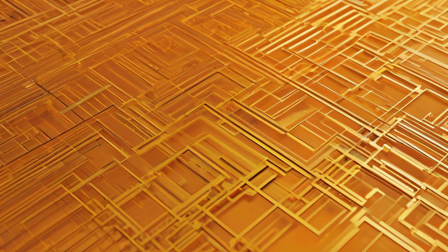 A minimalist abstract geometric composition representing coding patterns featuring overlapping translucent shapes in warm orange and golden yellow tones shot from top-down perspective high-quality ultra-realistic cinematic 8K UHD high resolution sharp and detail