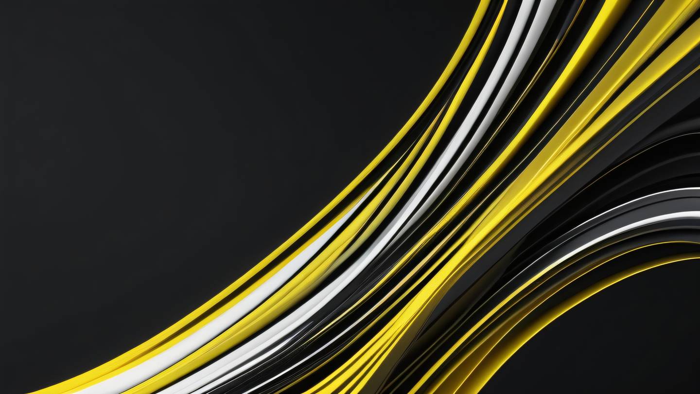 Abstract flowing lines resembling data streams rendered in Canary yellow and white gradient against deep charcoal background captured from a diagonal perspective high-quality ultra-realistic cinematic 8K UHD high resolution sharp and detail