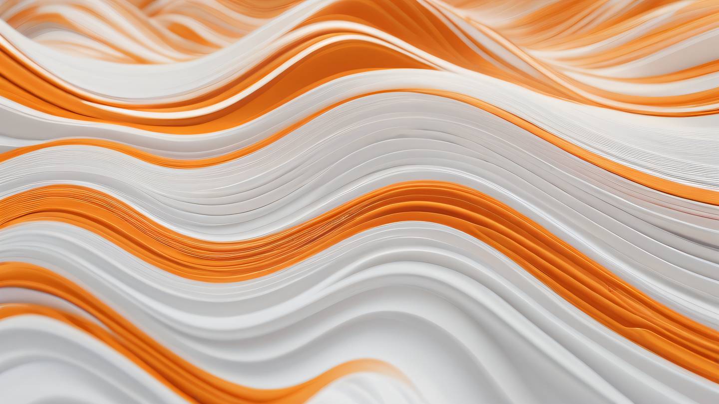 A serene abstract composition featuring flowing patterns of orange and white representing crash monitoring and data flow viewed from a 45-degree angle with organic wave-like structures interweaving throughout the frame high-quality ultra-realistic cinematic 8K UHD high resolution sharp and detail