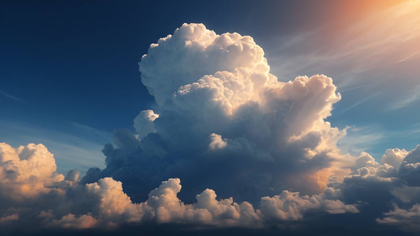 Abstract cloud formations in a dramatic sky with navy blue and bright orange colors mixing naturally photographed from a slight upward angle high-quality ultra-realistic cinematic 8K UHD high resolution sharp and detail