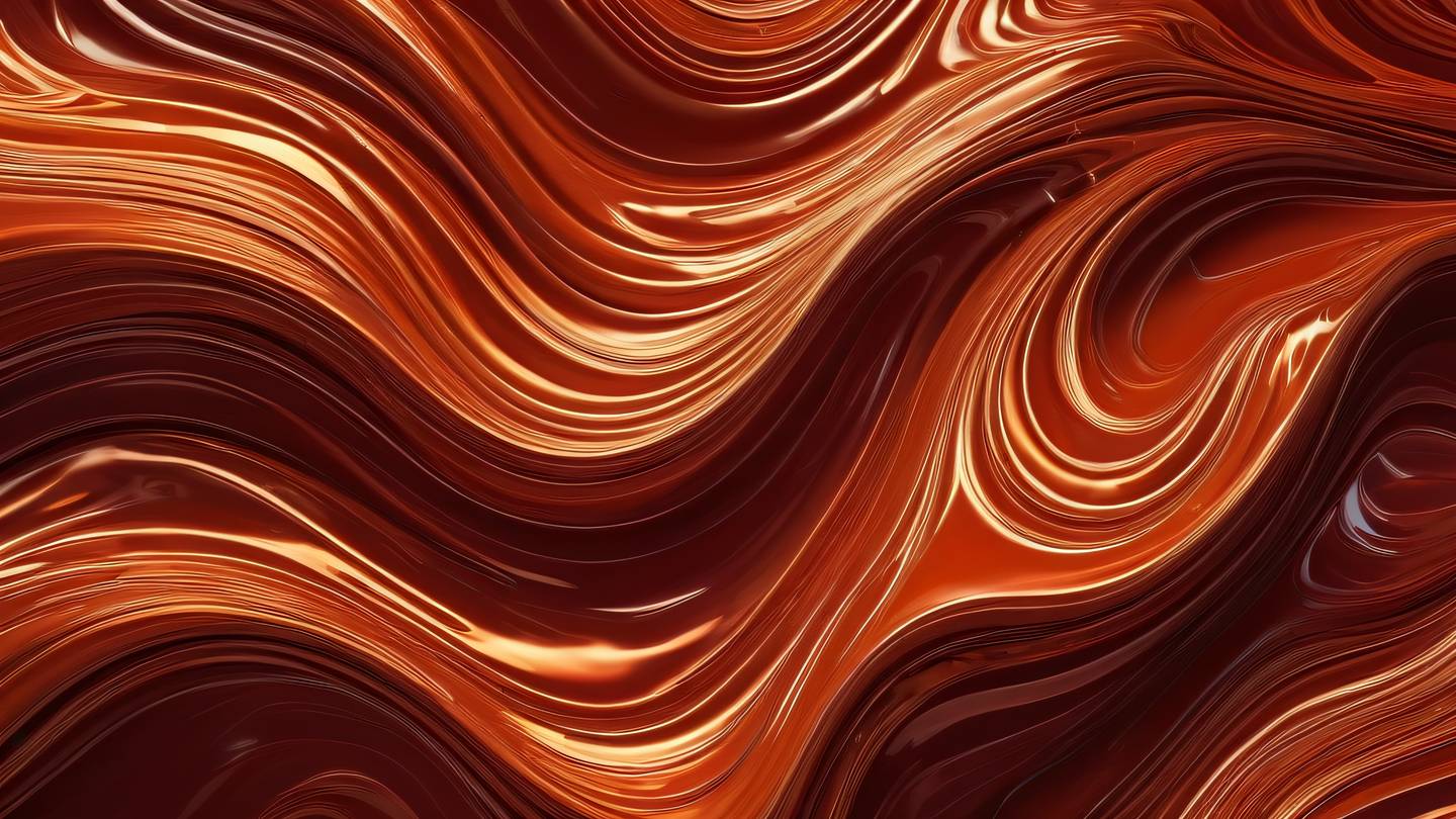 Abstract flowing waves of liquid metal with dynamic swirls and ripples featuring bold orange and blood red colors captured from a top-down perspective showing intricate patterns of state management concept high-quality ultra-realistic cinematic 8K UHD high resolution sharp and detail