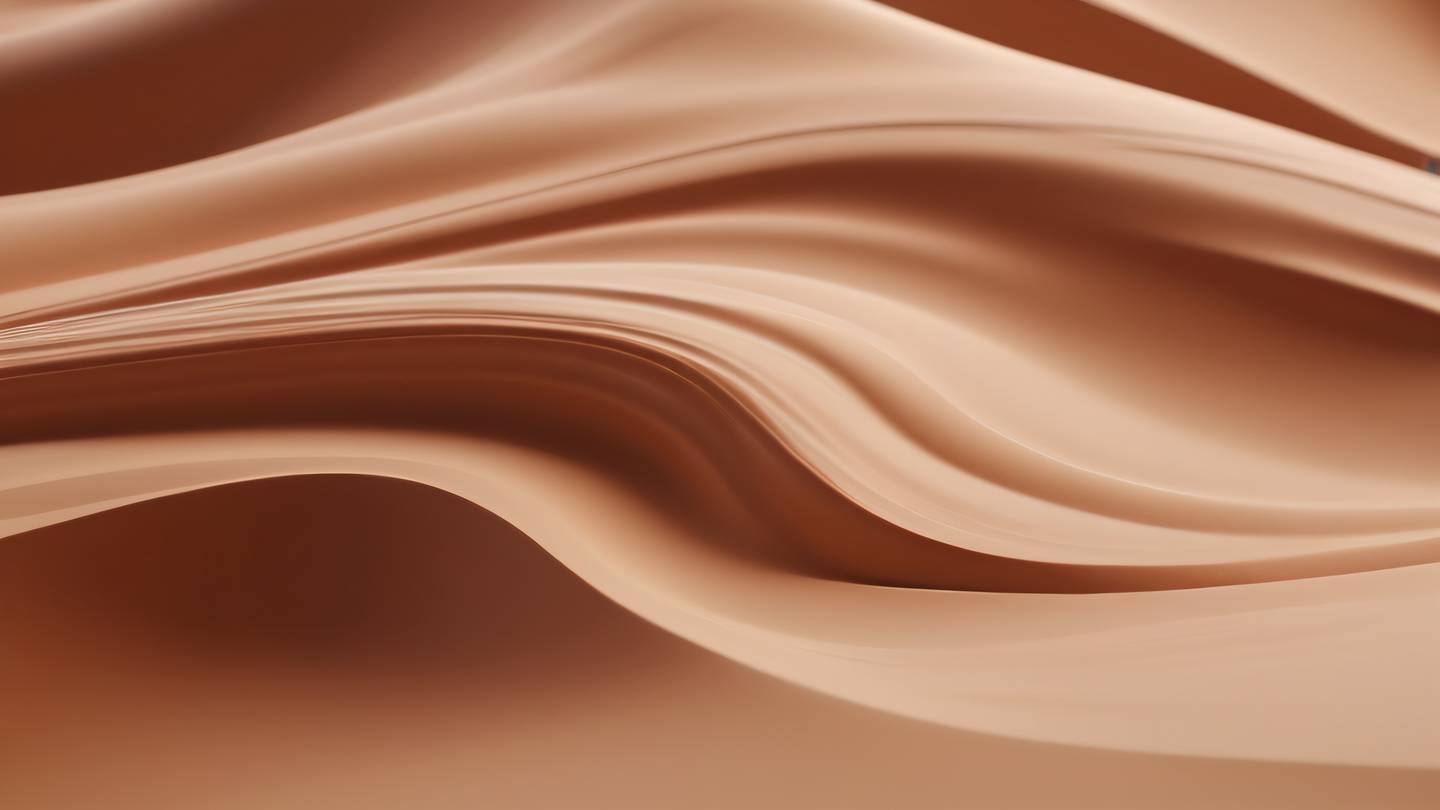 Organic flowing shapes with soft clay-colored gradients transitioning from warm terracotta to light sand interspersed with gentle waves of light photographed from a front three-quarter view perspective high-quality ultra-realistic cinematic 8K UHD high resolution sharp and detail