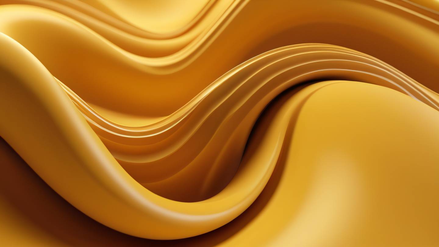 Abstract flowing shapes representing testing and validation processes dominated by bright butterscotch yellow and iron gradients with organic curves and waves captured from a straight-on perspective high-quality ultra-realistic cinematic 8K UHD high resolution sharp and detail