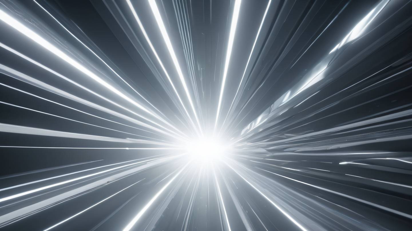 Abstract visualization of light beams passing through crystalline structures featuring crisp whites and steel greys creating a modern minimal aesthetic shot from a low angle perspective high-quality ultra-realistic cinematic 8K UHD high resolution sharp and detail