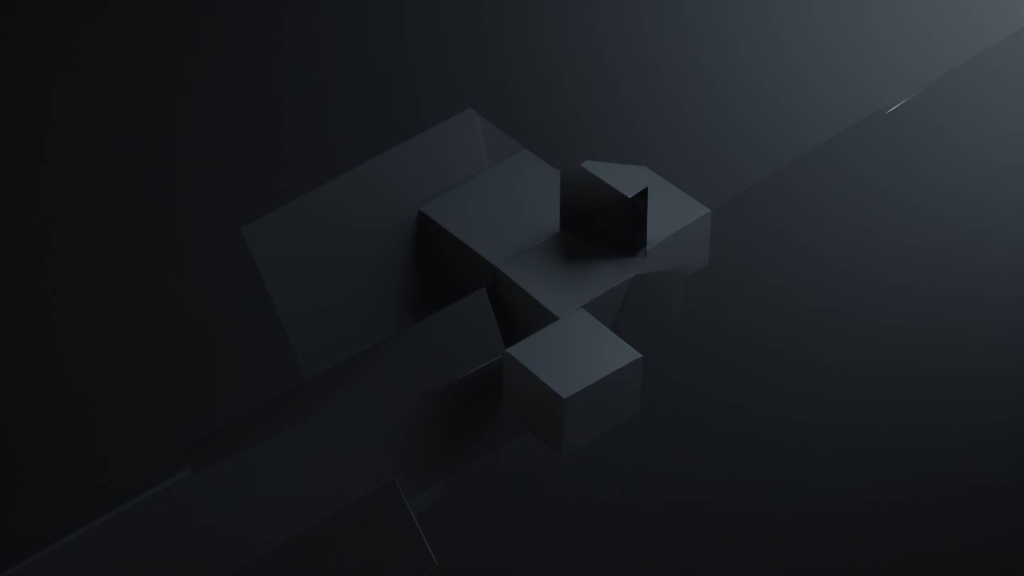 A minimalist abstract composition of geometric shapes floating in space rendered in off-black with subtle highlights featuring clean lines and sharp edges ultra-realistic textures cinematic lighting 8K UHD high resolution captured from a dramatic diagonal angle