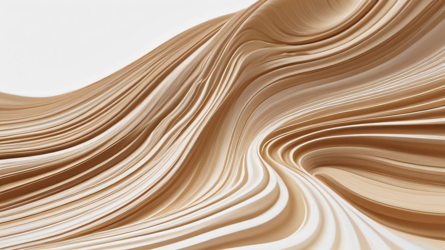 Abstract flowing lines resembling data streams with natural earthy tones of sand and golden brown intertwining against a crisp white background camera angle: macro close-up high-quality ultra-realistic cinematic 8K UHD high resolution sharp and detail
