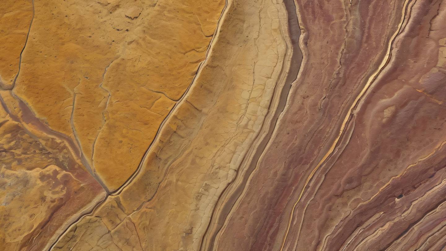 Smooth iridescent stone texture with flowing patterns in ochre and grapeseed colors captured at a 45-degree angle under natural lighting high-quality ultra-realistic cinematic 8K UHD high resolution sharp and detail